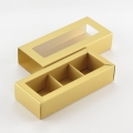 Коробка на 3 конфеты с фальшбортом дизайн золотая "Stardream Gold" с окном (12,2*4*3 см)